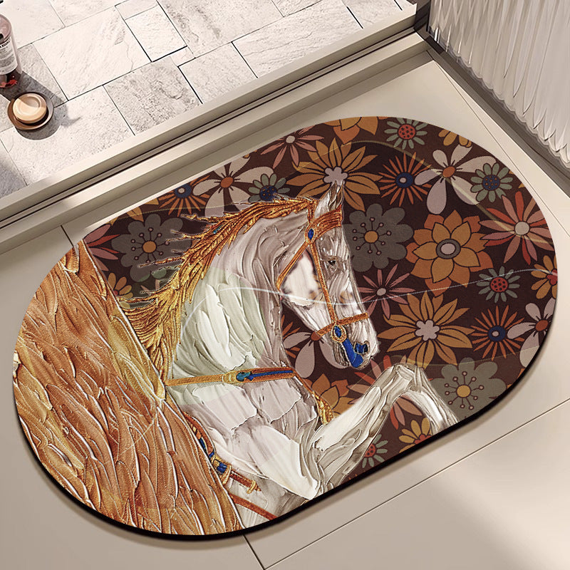 Artistic Horse-Themed Bath Mat Acalora