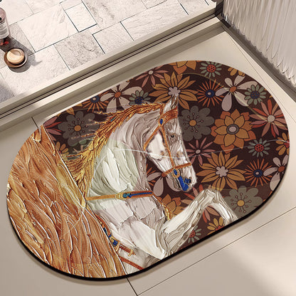 Artistic Horse-Themed Bath Mat Acalora