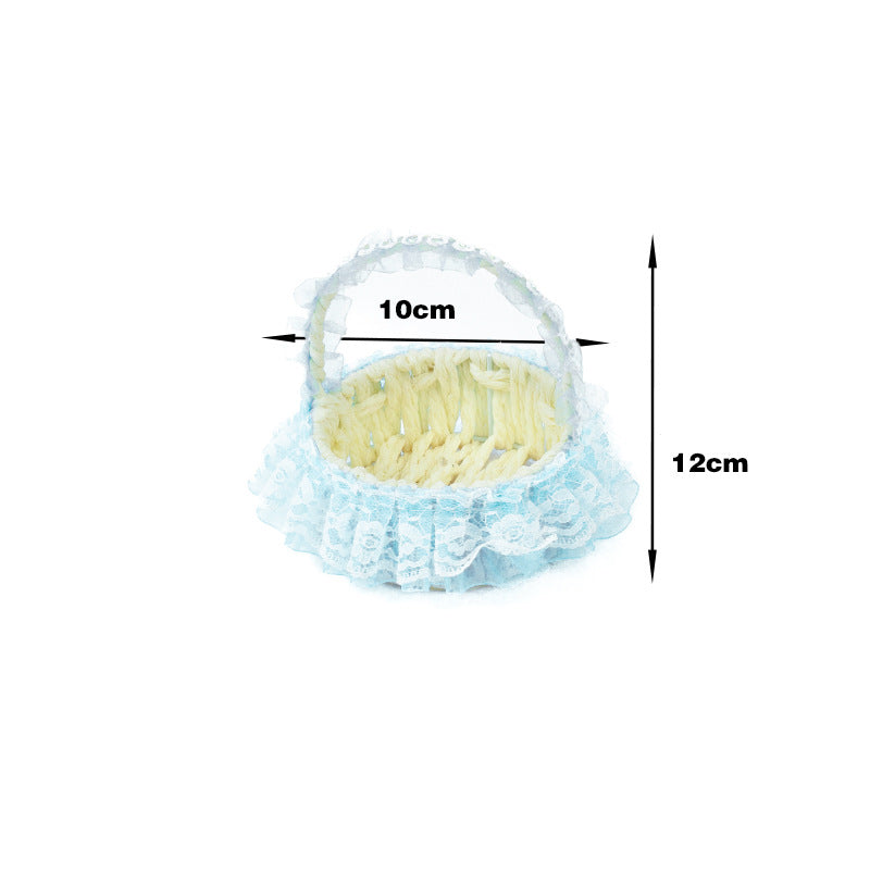 Decorative Lace Trim Woven Basket Acalora