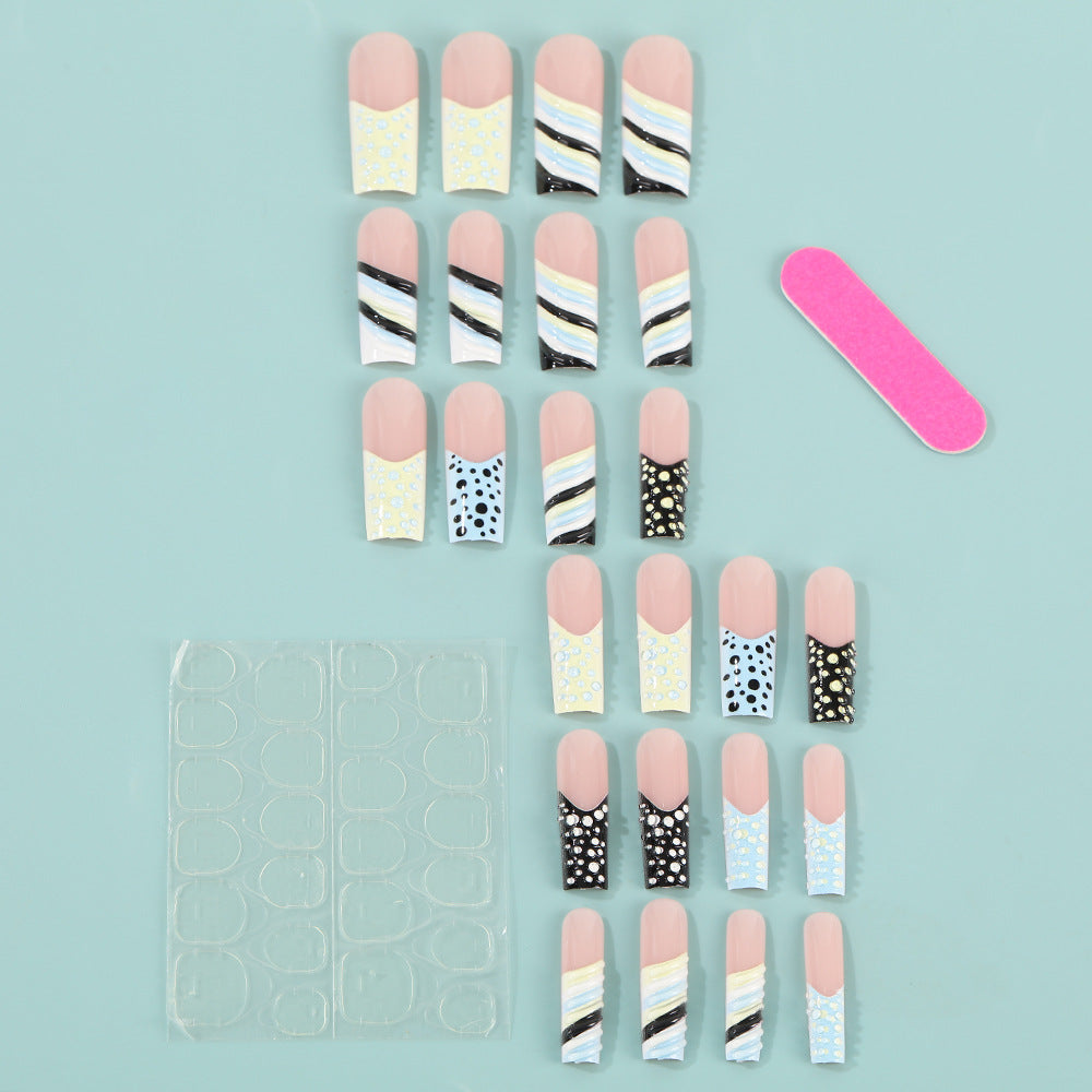 Artificial Nail Set with Stylish Geometric Designs Acalora