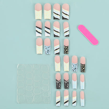 Artificial Nail Set with Stylish Geometric Designs Acalora