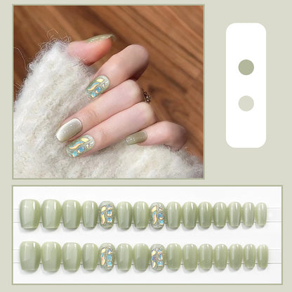 Decorative Press-On Nail Tips Set with Geometric Designs Acalora