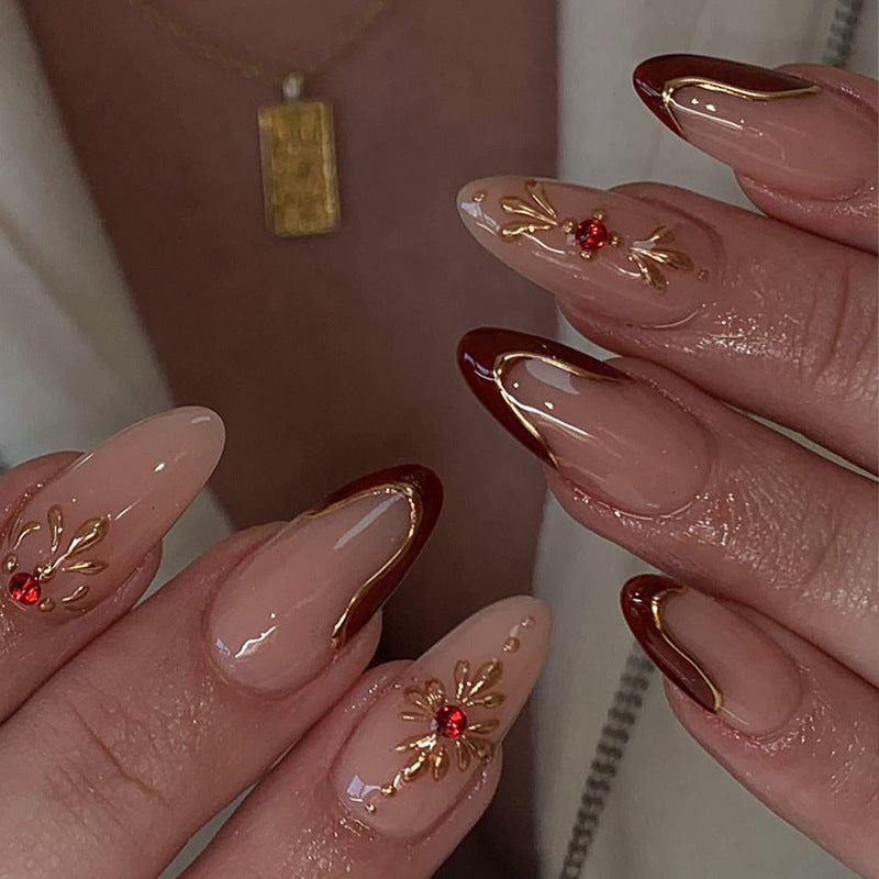 Premium Artistic Full Cover Press-On Nail Set Acalora