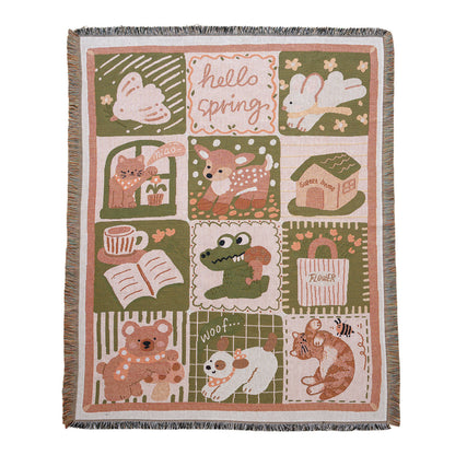 Whimsical Spring-Themed Throw Blanket