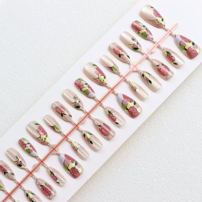 Floral Themed Press-On Nail Art Set Acalora