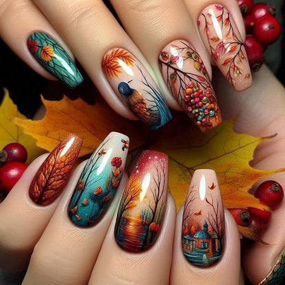 Creative artificial nails with floral and artistic patterns Acalora