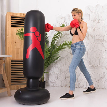 Unisex Inflatable Punching Bag with Stable Stand Base Bowlift