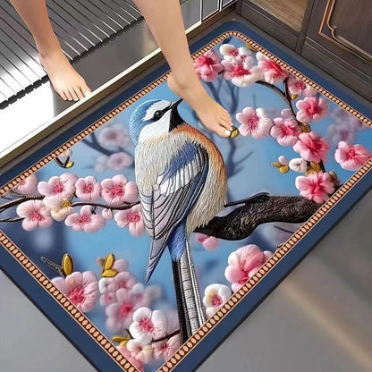 Floral-Embossed Memory Foam Bath Mat