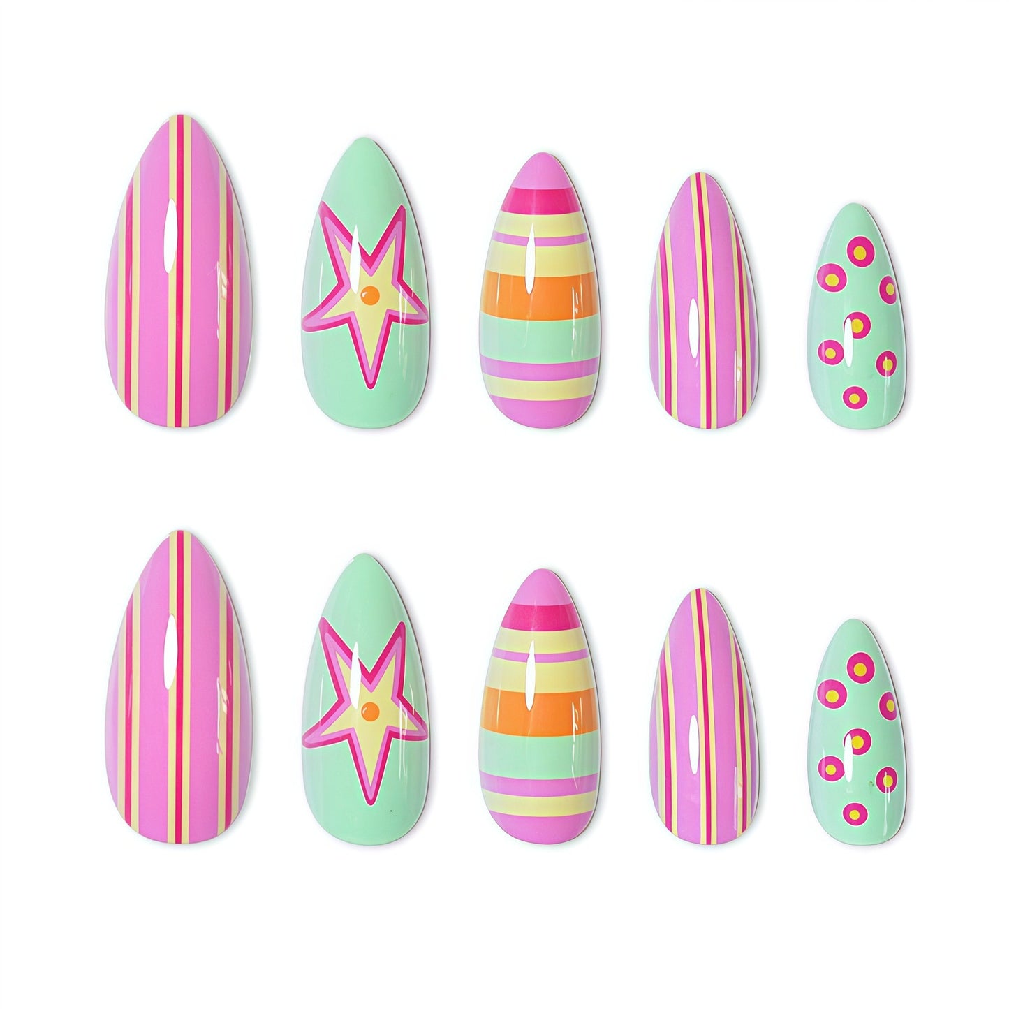 Vibrant Patterned Nail Art Extensions Acalora