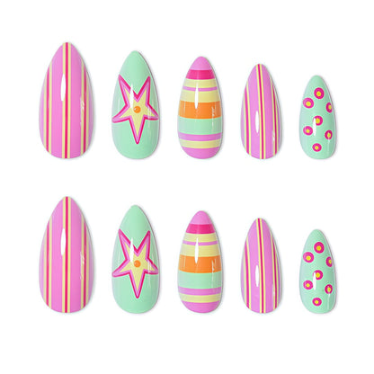 Vibrant Patterned Nail Art Extensions Acalora