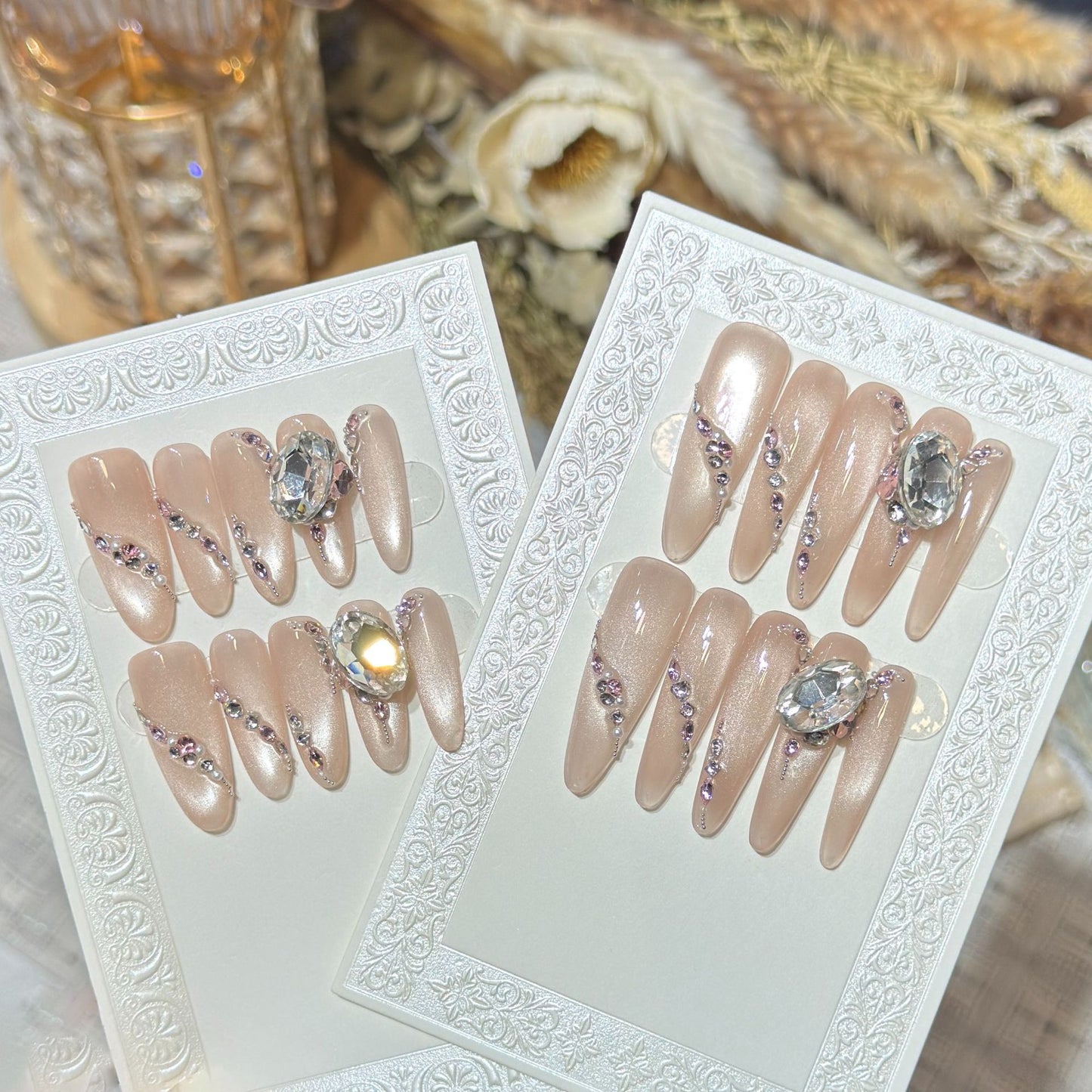 Glamorous Rhinestone-Embellished Stiletto Press-On Nails Acalora