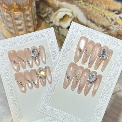 Glamorous Rhinestone-Embellished Stiletto Press-On Nails Acalora