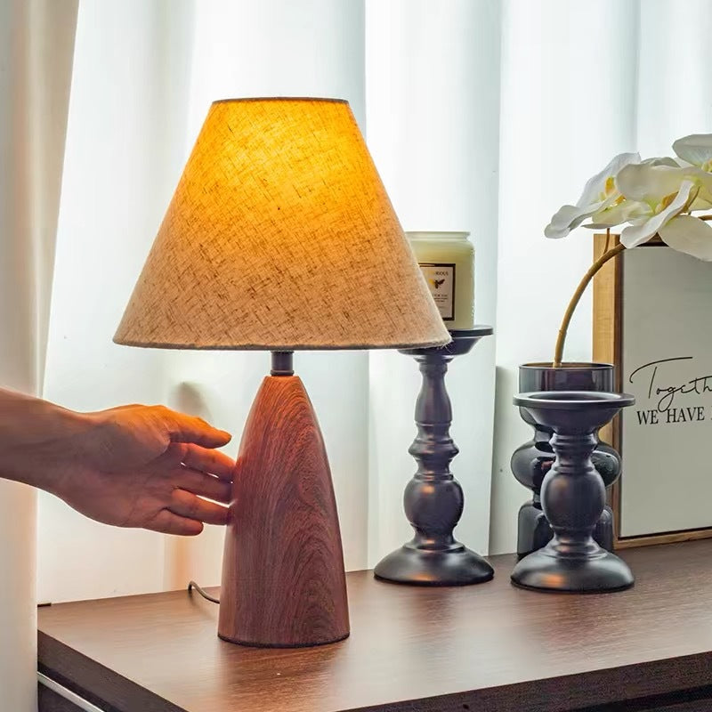 Modern Table Lamp with Natural Wood Base