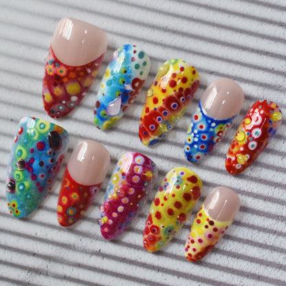 Colorful Artistic Press-On Nail Set Acalora