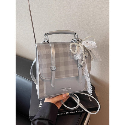 Vintage-Style Checkered Crossbody Bag Acalora