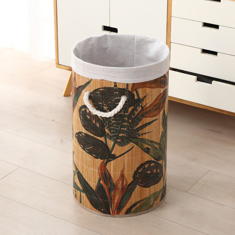 Premium laundry basket with dividers and handcrafted bamboo frame Acalora