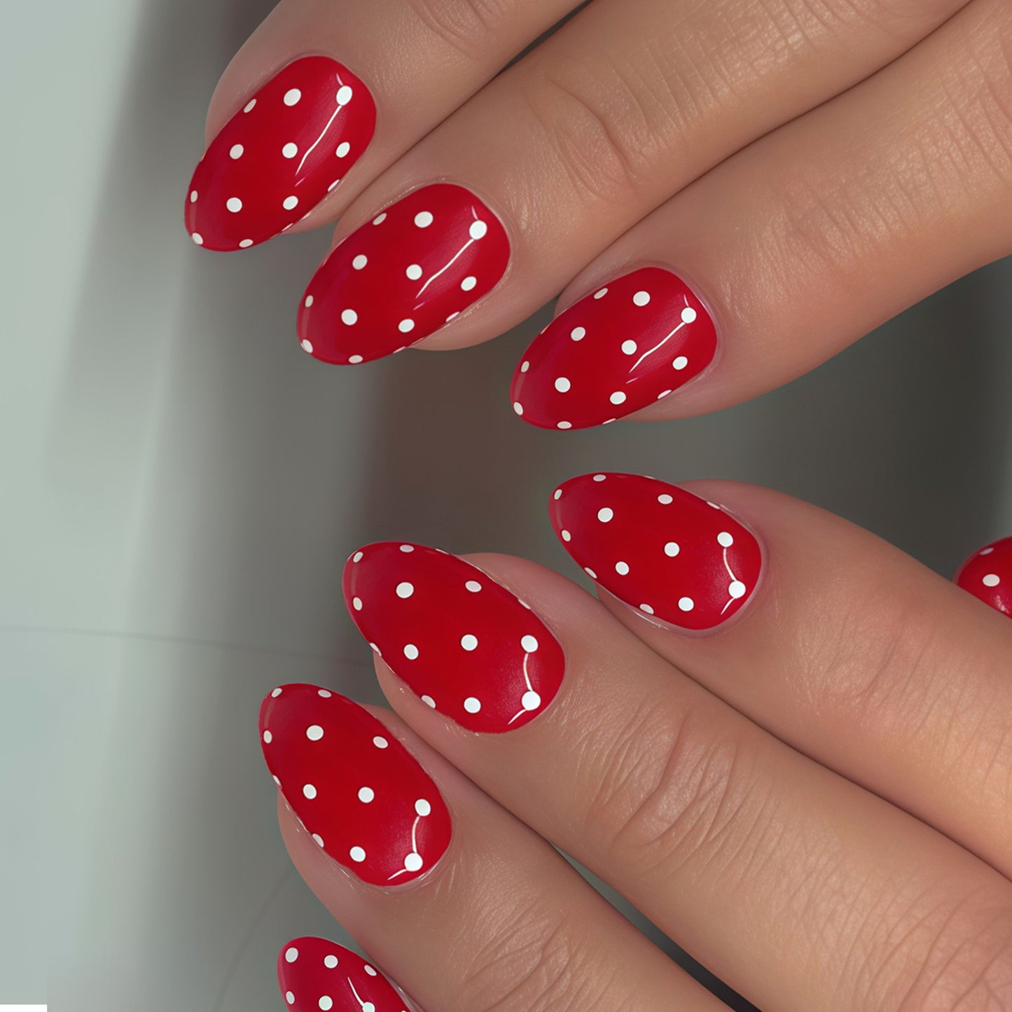 Playful Polka Dot Press-On Nail Art Design Acalora
