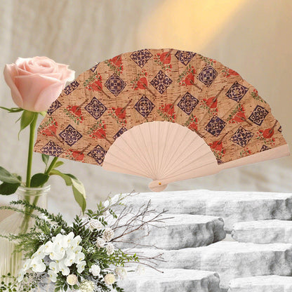 Ladies handcrafted fan made of cork and wood Bowlift