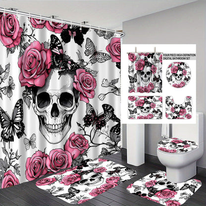 Artistic Skull Themed Bathroom Set