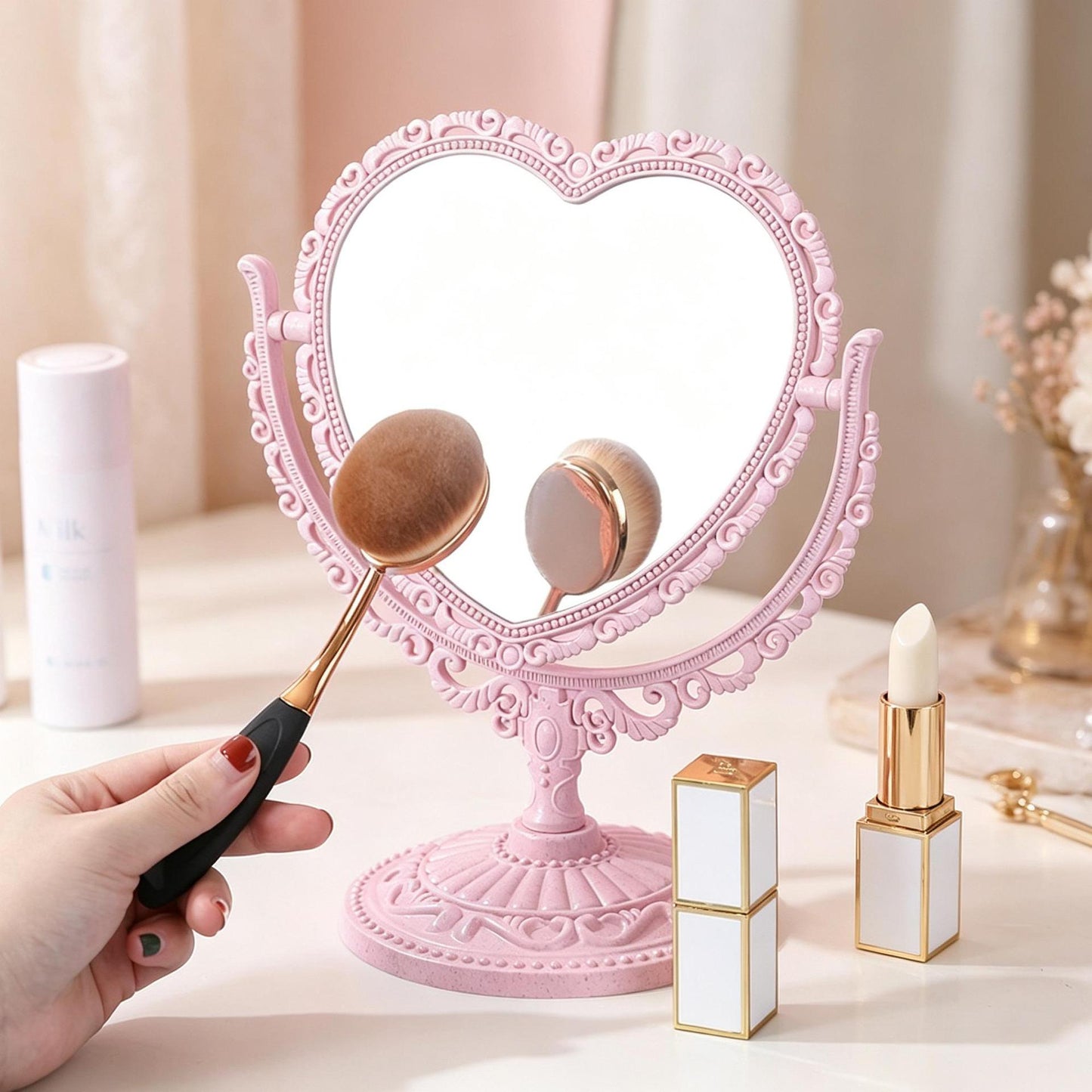Heart-Shaped Tabletop Vanity Mirror