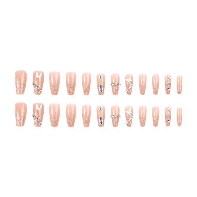 Glamorous artificial nails with sparkling rhinestones and elegant designs Acalora