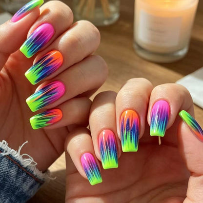 Neon Gradient Nail Art Design Acalora