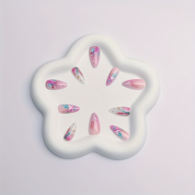 Artistic Coral Reef-Inspired Nail Art Acalora