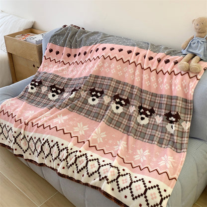 Cozy Plush Cartoon Dog-Themed Throw Blanket