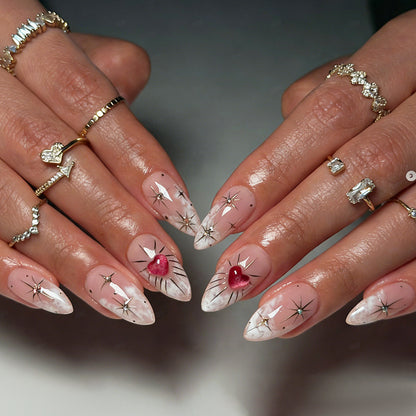 Artistic Press-On Nail Art Kit with Star Accents Acalora