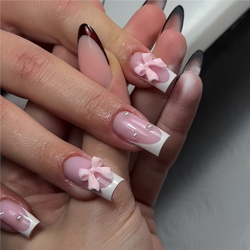 Decorative Press-On Nails with Bow Accents Acalora
