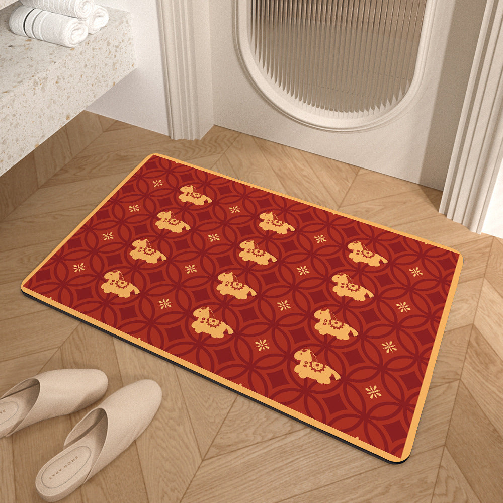 Playful Horse-Themed Memory Foam Bath Mat Acalora