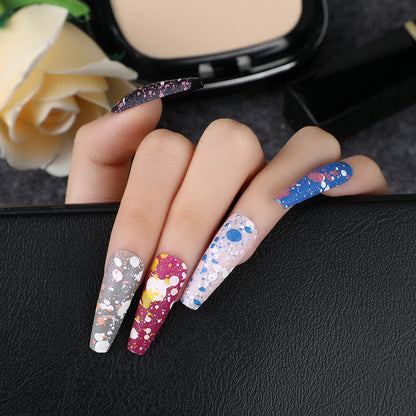 Artistic splatter design artificial nails Acalora