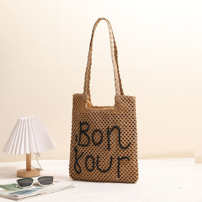 Women's Handmade Basket Bag with Fancy Lettering Karnz