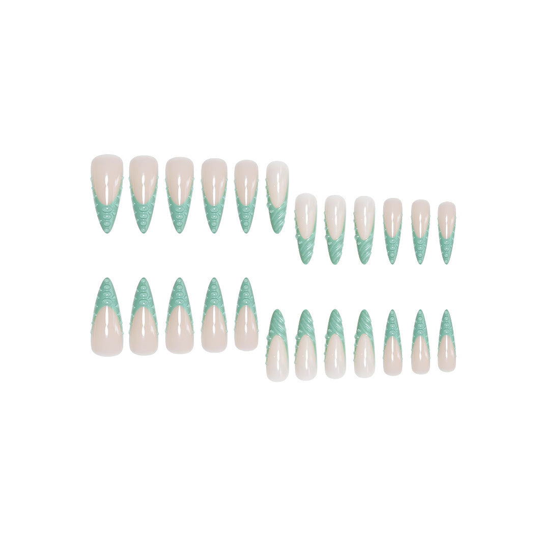 Extravagant Stiletto Press-On Nails with Artistic Shell Design Acalora