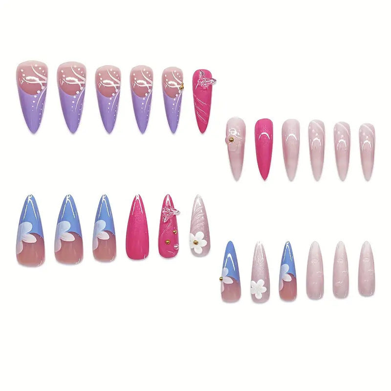 Artistic 3D Floral Nail Art Extensions Acalora
