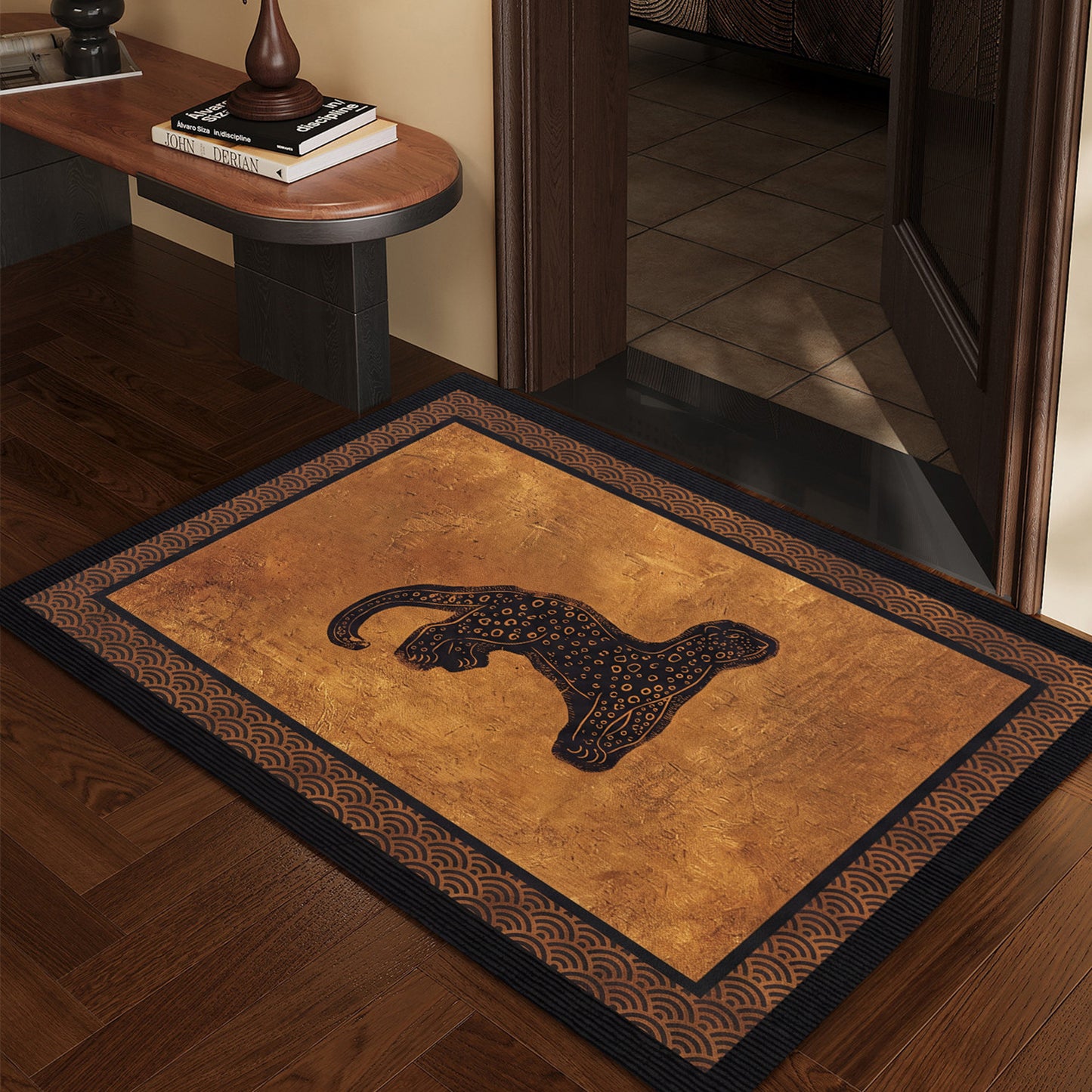 Artistic Elephant-Themed Welcome Mat Acalora
