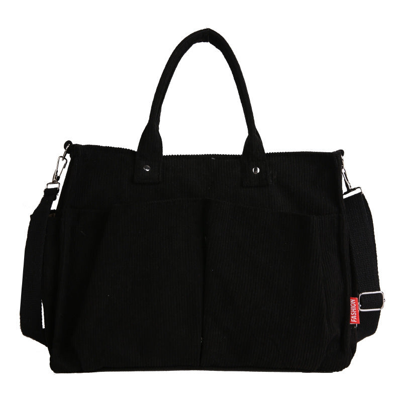 Corduroy Multi-Pocket Tote Bag Acalora