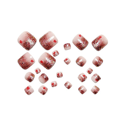 Artificial nails with glitter and heart pattern Acalora