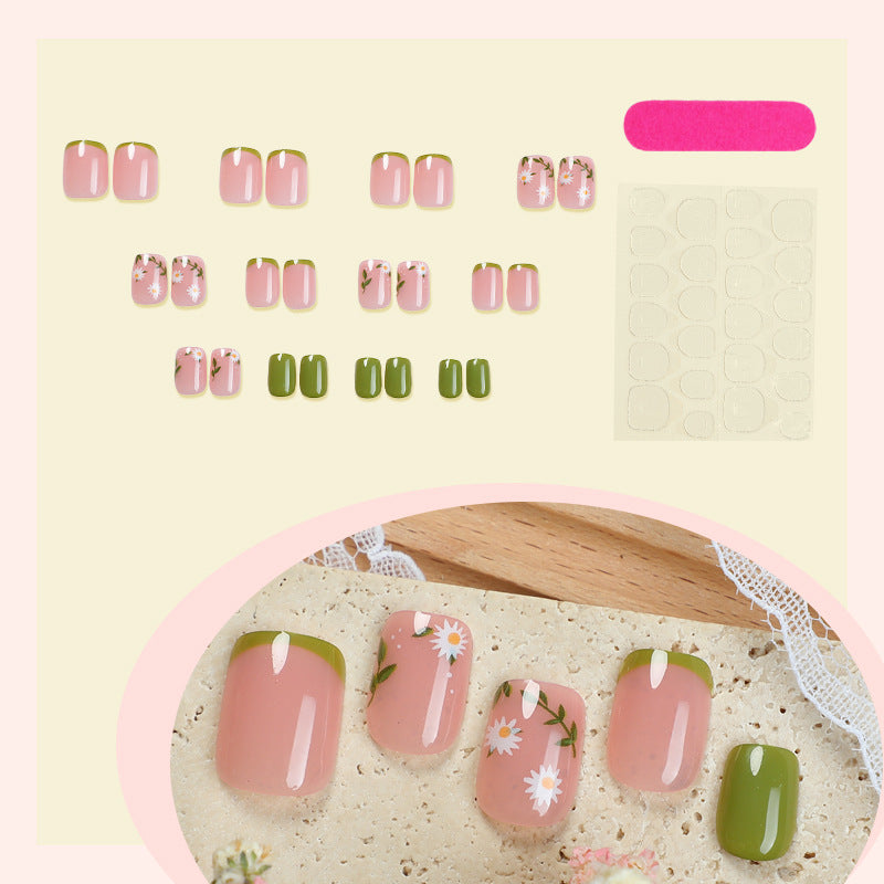Decorative Press-On Nail Art Set with Botanical Accents Acalora