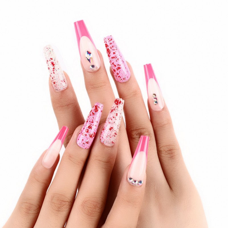 Glamorous artificial nails with glitter accents Acalora