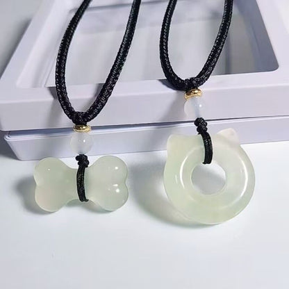 Cute Cat and Bone Pendant Necklace Acalora
