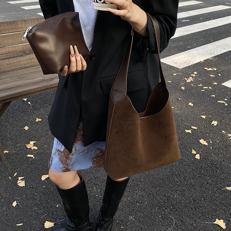 Suede Hobo Handbag Acalora