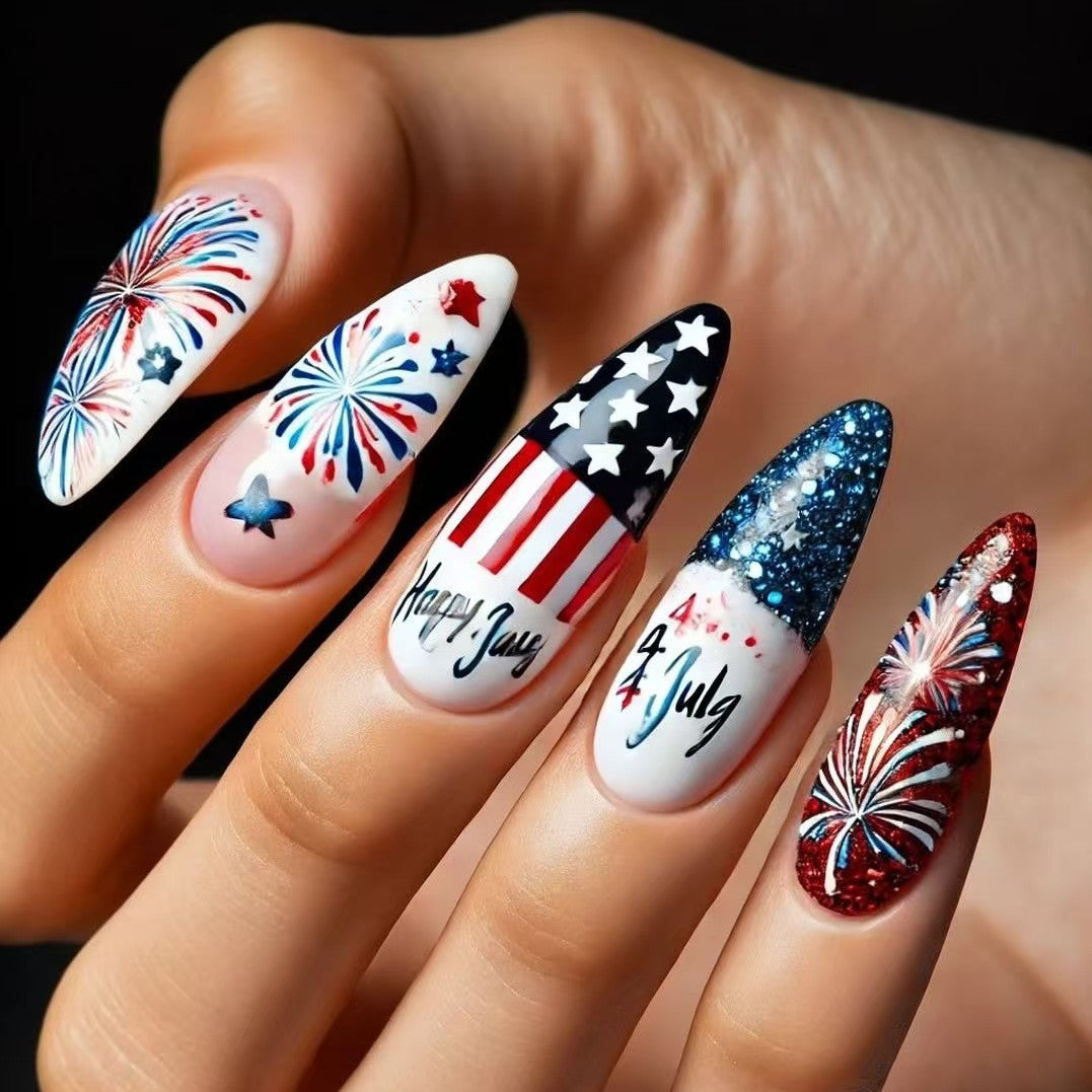Artificial nails with patriotic designs Acalora