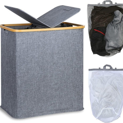 Laundry basket with lid and shelf table Acalora