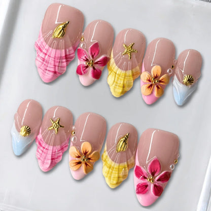 Floral Themed Premium Press-On Nail Art Set Acalora
