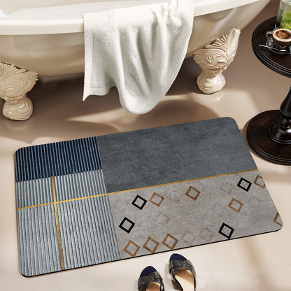 Textured Geometric Bath Mat Acalora