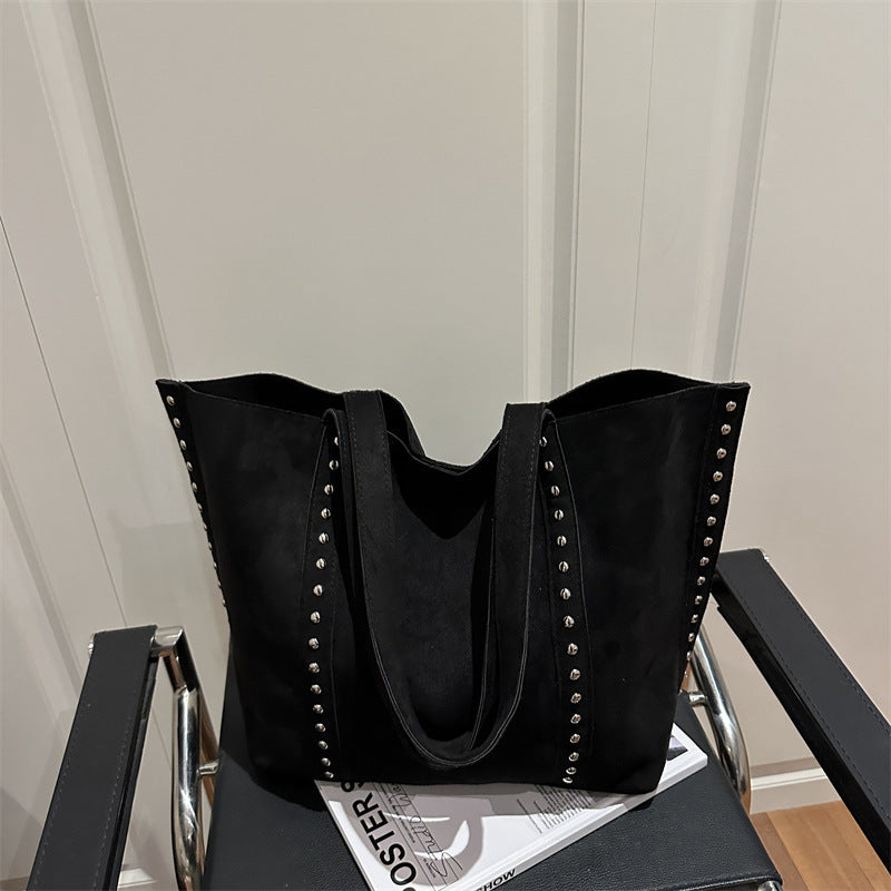 Chic Studded Suede Tote Bag Acalora
