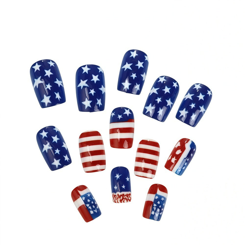 Creative artistic nails in patriotic design Acalora