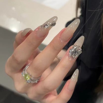 Elegant Stiletto Press-On Nail Set with Rhinestone Accents Acalora