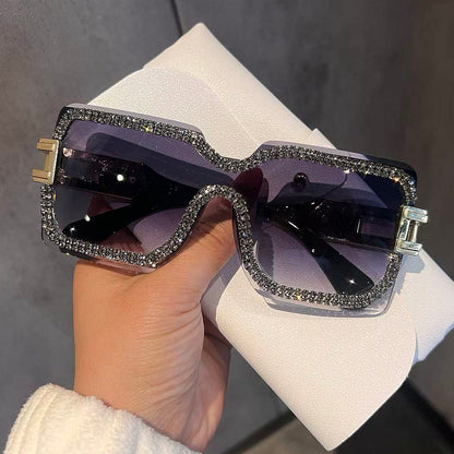 Women's Fashion Oversized Sunglasses with Sparkling Crystal Accents Bowlift